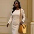 Cognac Raffia Tote Model
