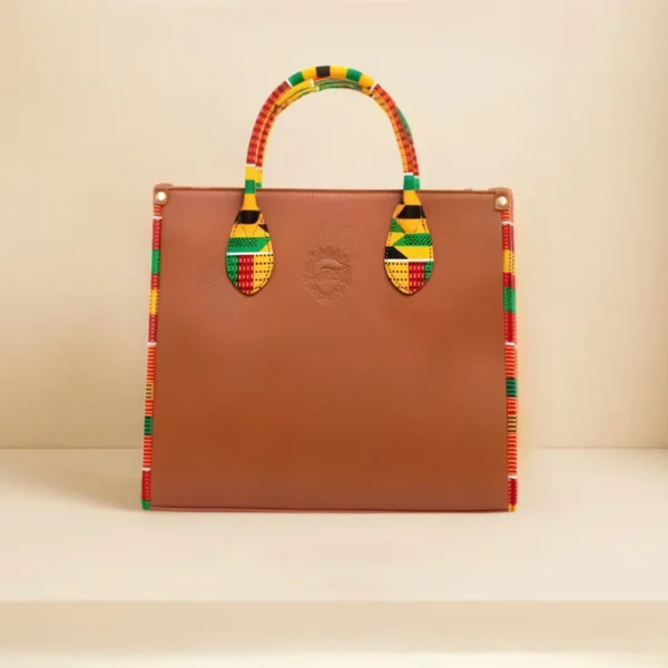 Eco Luxe Kente Tote - Brown