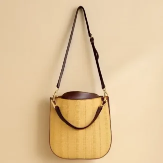 Raffia Luxe Tote – Dark Brown
