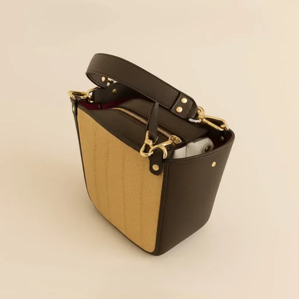 Raffia Luxe Tote Dark Brown Top